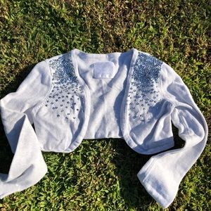 Justice white sequined girls shrug